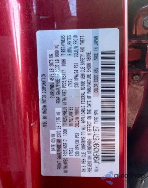 2019 Mazda Cx-5 Touring from USA, damaged, VIN JM3KFACM3K1571157